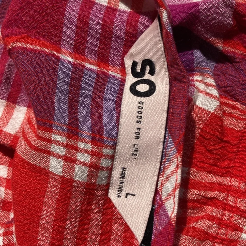 So Crop top red plaid cinch waist cropped tank top casual boho sleeveless - Picture 15 of 16